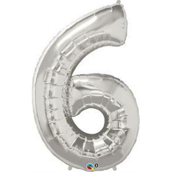 Mayflower Distributing 42 in. Number 6 Silver Super Shape Foil Balloons 87836